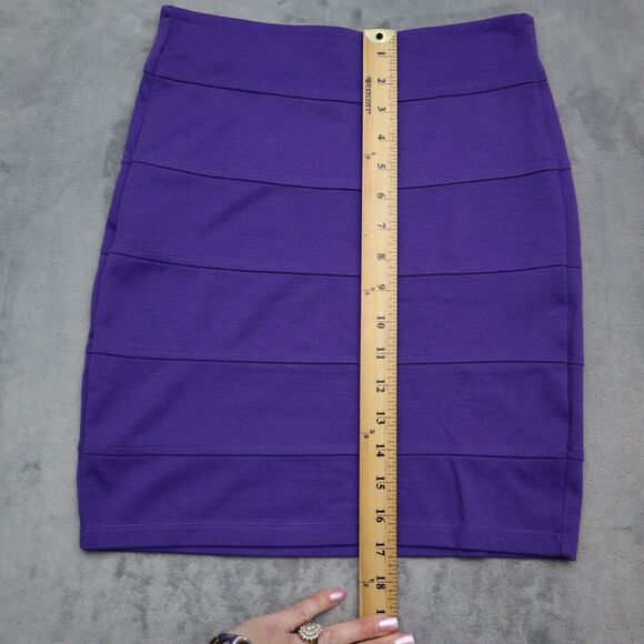 Basic House Skirt Womens S Purple Short Bandage Solid Elastic Waist Pull On - Picture 4 of 12